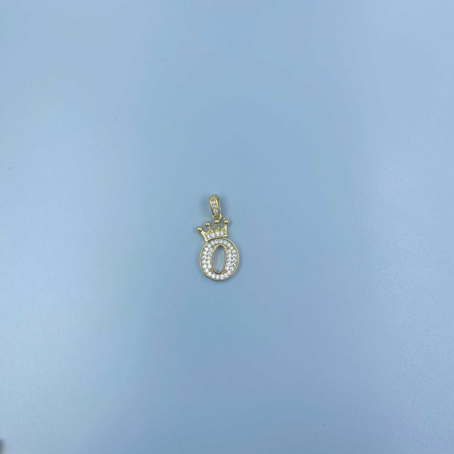Full Diamond Crown Letters Copper Plated Real Gold Inlaid Zircon Pendant