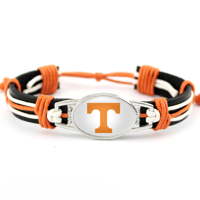 College Team Cowhide Woven Georgian Bulldog Bracelets