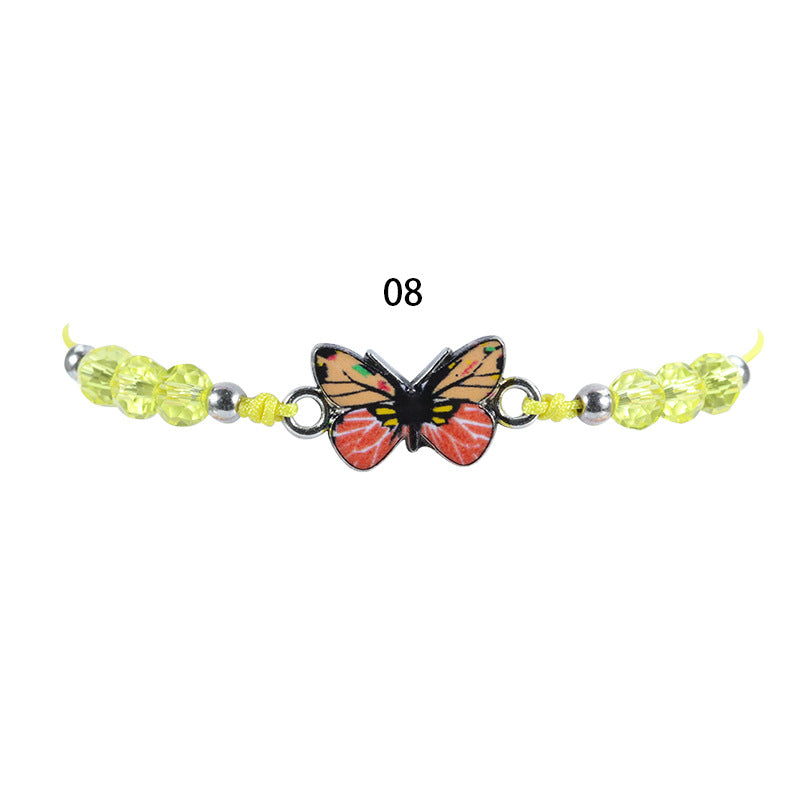 Crystal String Beads Butterfly Summer Woven Bracelets