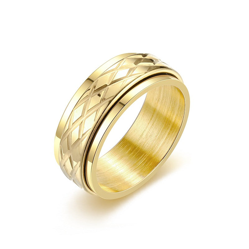 Men's Rhombus Rotatable Trendy Couple Hand Jewelry Rings