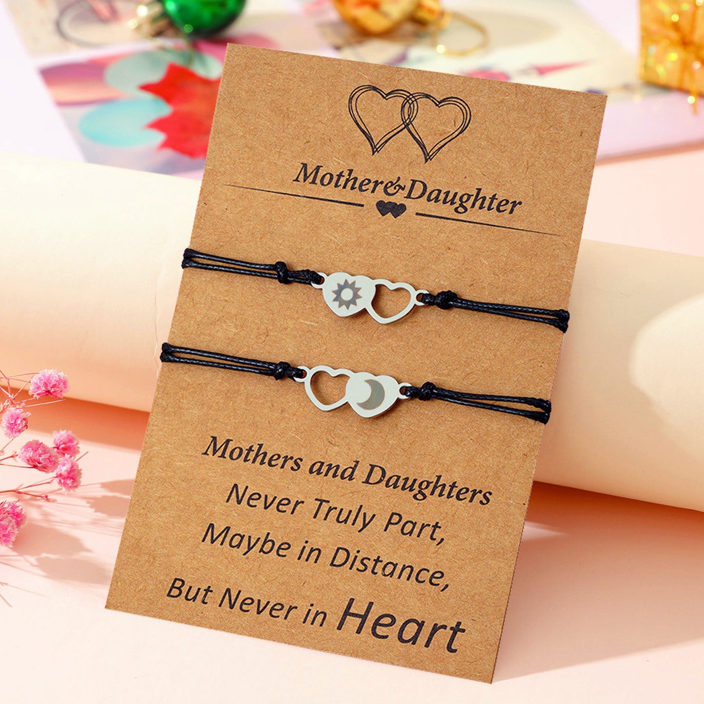 Heart-shaped Laser Sculpture Sun Moon Good Friends Bracelets