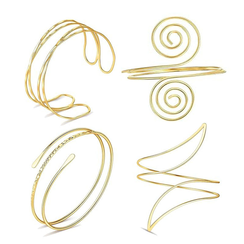Women's Open Armband Gold Sier Personality Flattening Bracelet