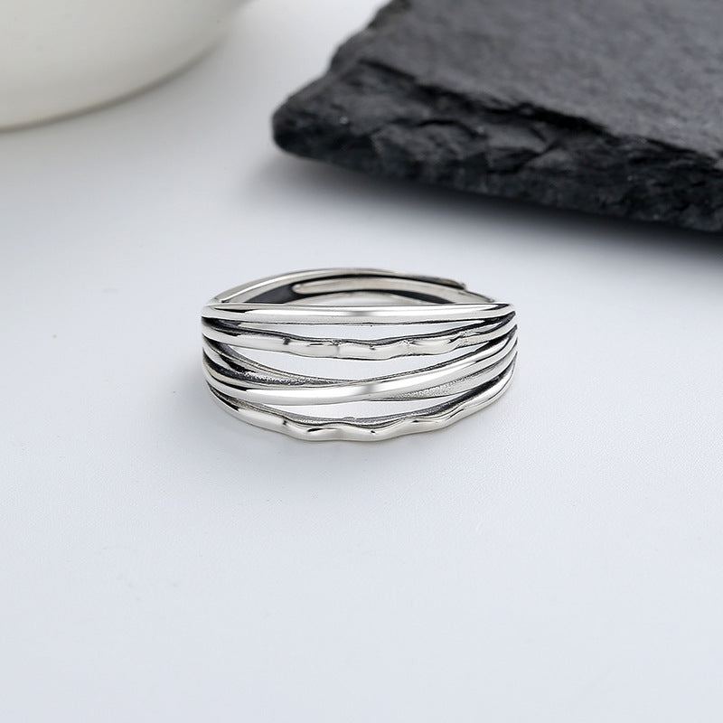 Sterling Sier Twisted Irregular Line Style Rings
