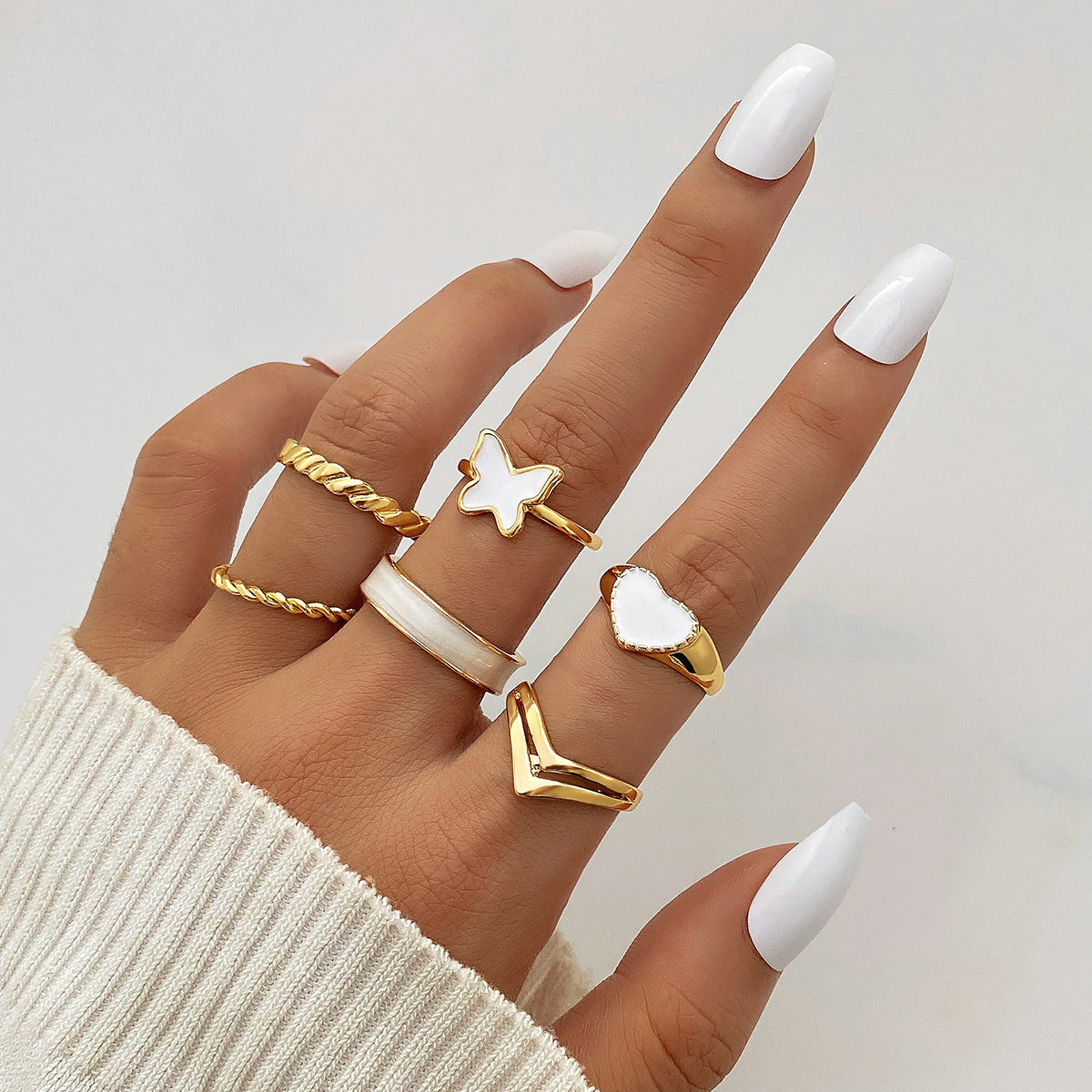 Women's Combination Niche Personality Geometric Metal Gold Rings