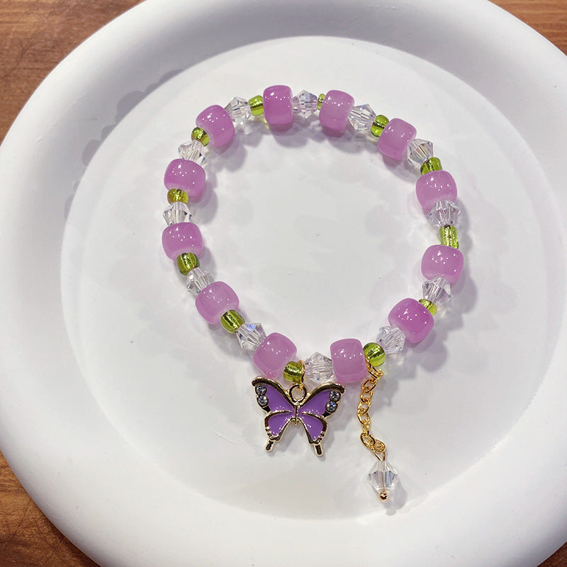 Jujube Beads Butterfly Glazed Beaded Candy Bracelets