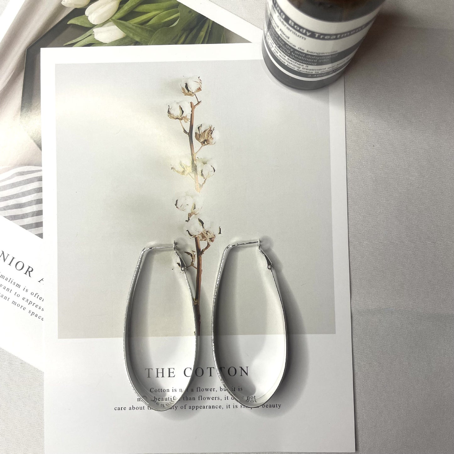Sier-plated Patch Water-drop Eardrops U-shaped Nail Earrings