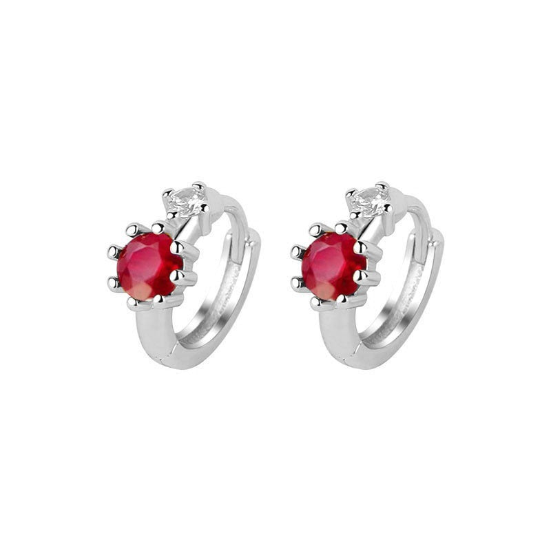 Women's Red Blue Zircon Crystal Ear Clips Fashion Earrings