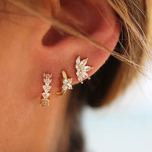 Classic Fashion Popular Golden Flower Twin Earrings