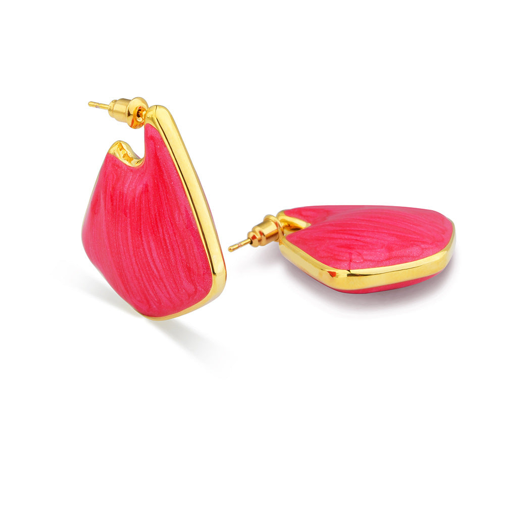 Hollow Enamel Irregular High-key Dignified High-grade Earrings