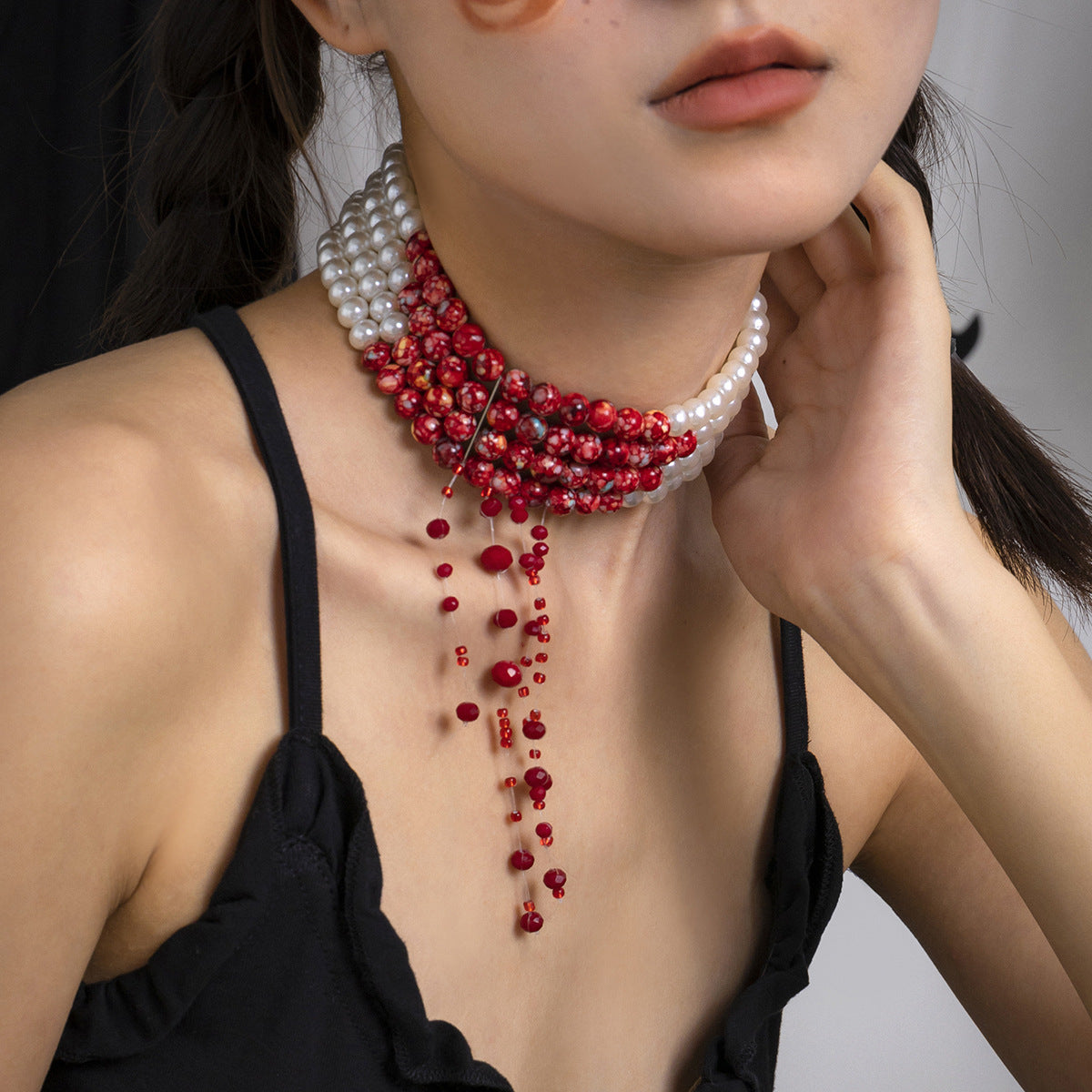 Style Pearl Creative Halloween Blood Drop Necklaces