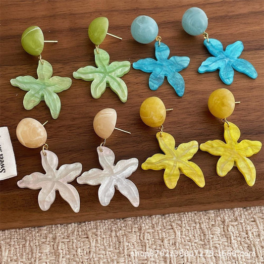 Mori Style Coconut Tree Vacation Seaside Yellow Earrings
