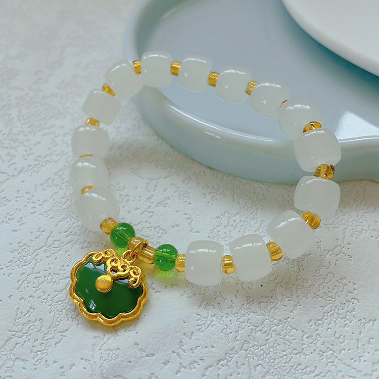 Women's & Men's Retro Ethnic Style Agate Ox Bone Rosary Bracelet