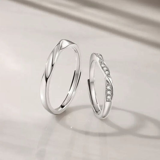 Women's & Men's Couple Open Simple Design Niche Valentine's Rings