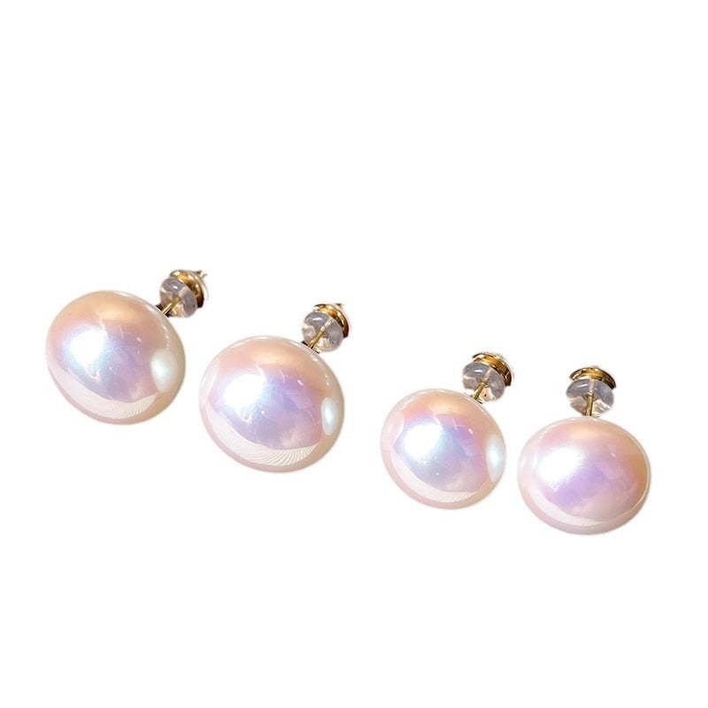 Bread Pearl Sier Needle Temperament Light Earrings