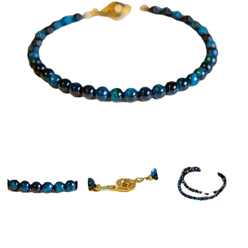 Live Broadcast Natural Blue Tiger Stone Cat Bracelets