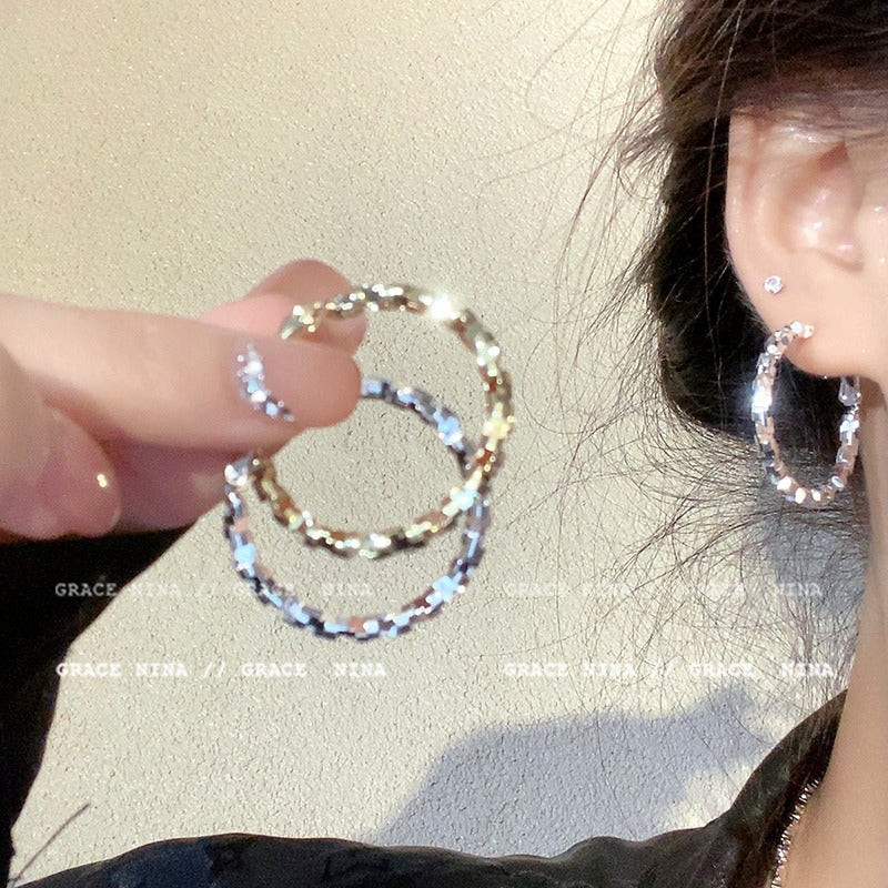 Irregular Hoop Female Design Auricular Needle Earrings