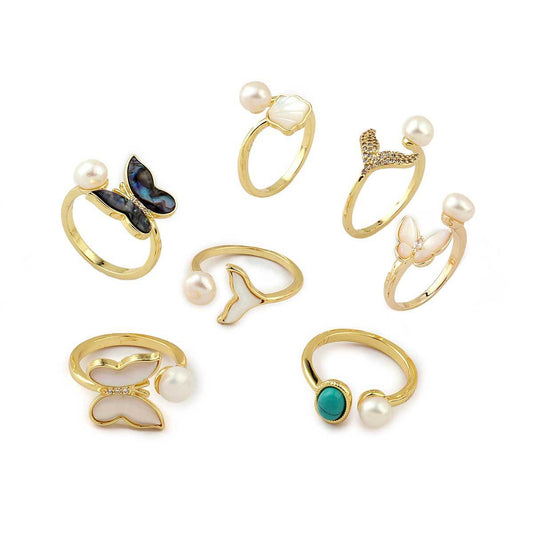 Real Gold Color Retaining Mermaid Tail Shell Rings