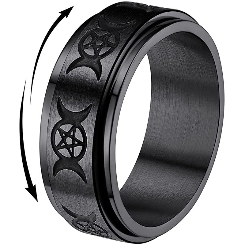 Star Titanium Steel Rotatable Moon Decompression Rings