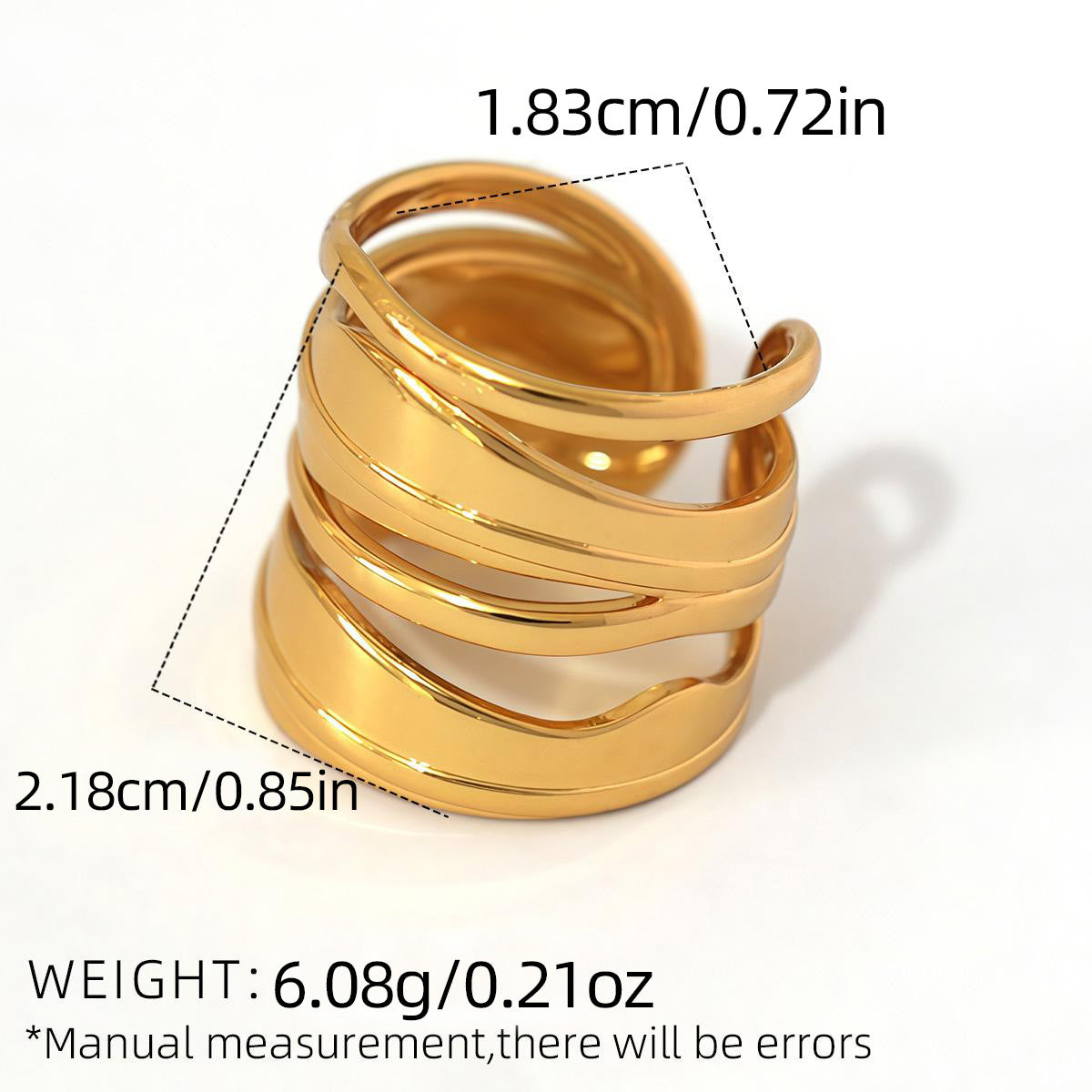 Women's Niche High Sense Packaging Design Geometric Lines Open Ring