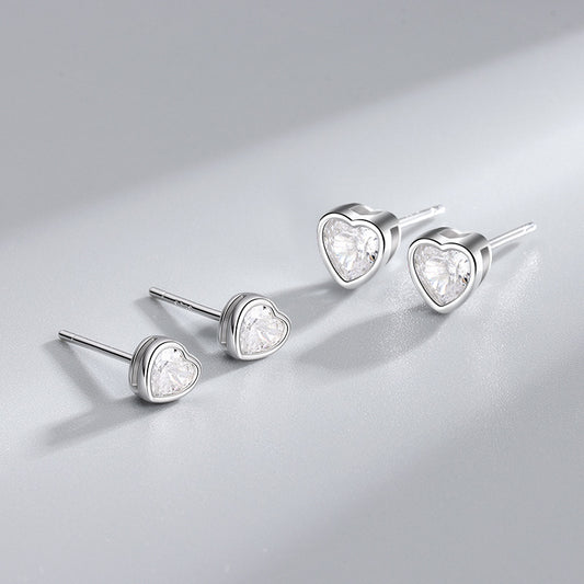 Women's Sier Diamond Bag With Heart-shaped Zircon Earrings