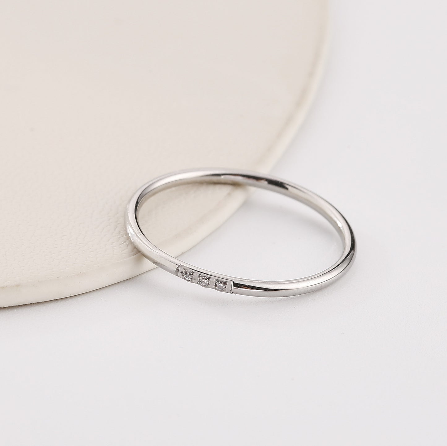 Simple Diamond Titanium Steel Female Temperament Twin Rings