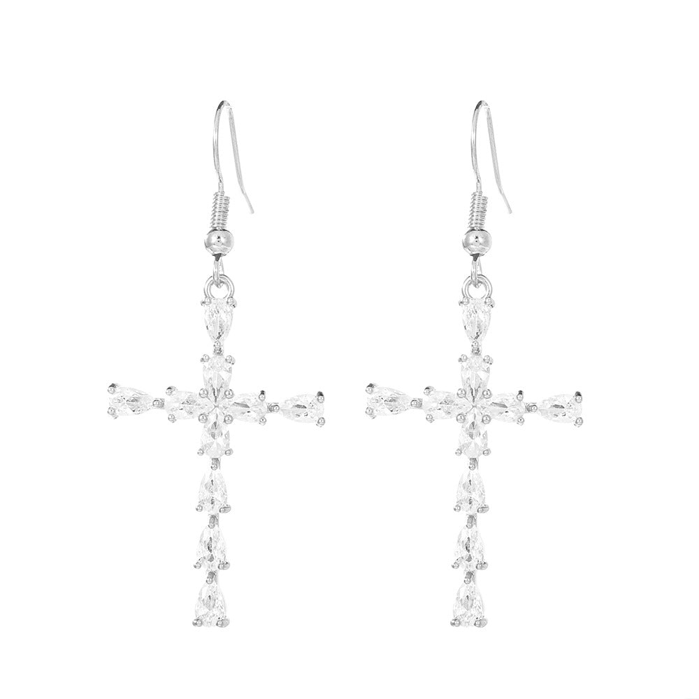 Women's Gothic Dark Diamond Cross Style Graceful Earrings