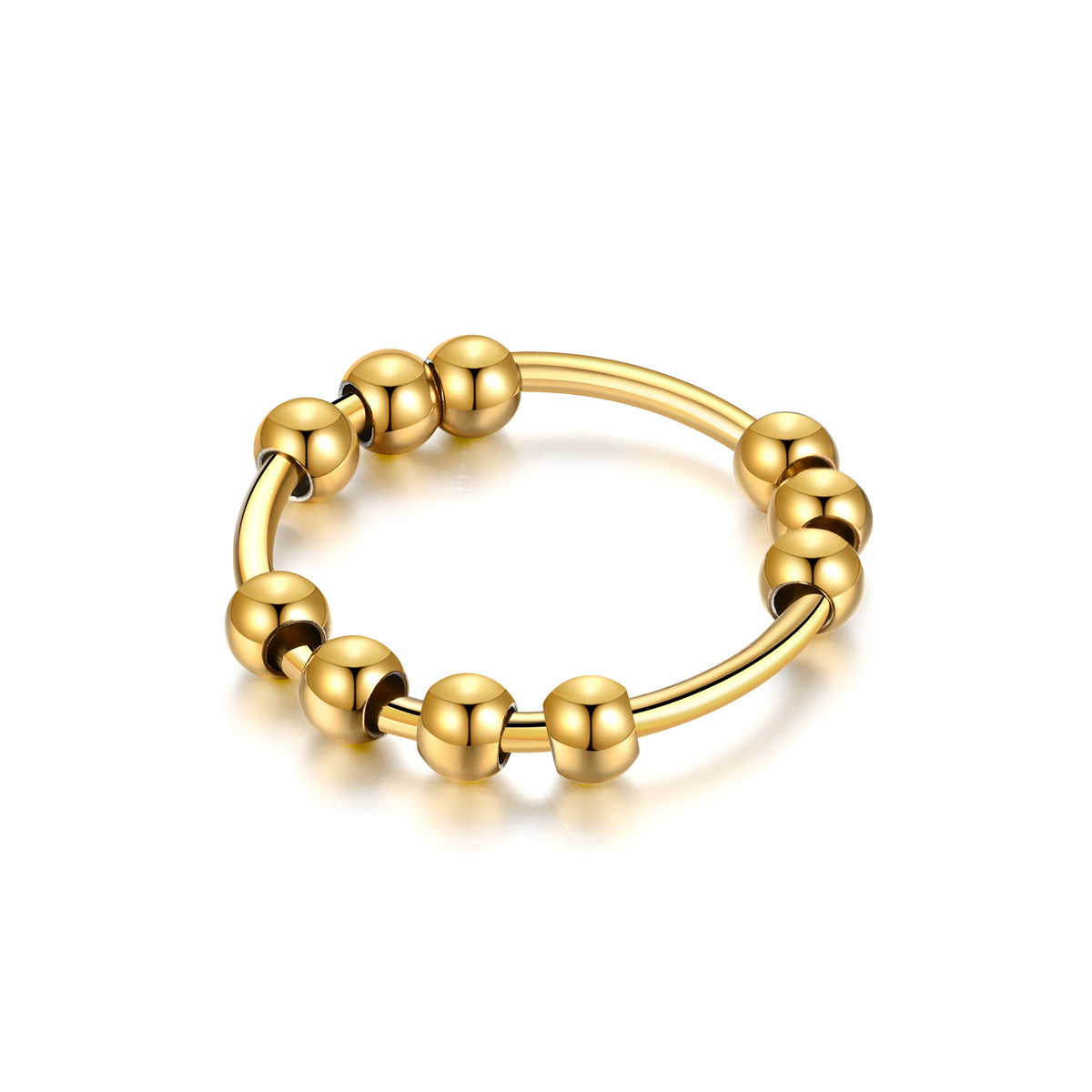 Fashion Niche Rotatable Ten Round Bead Rings