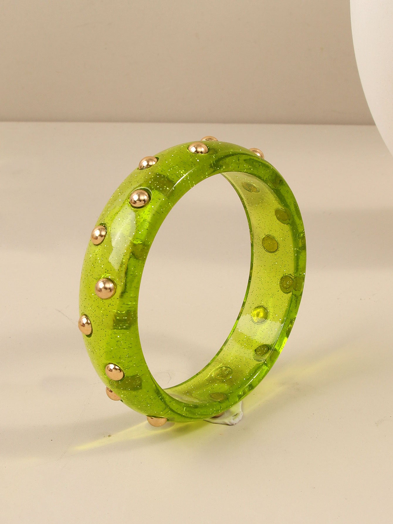 Fashion Personalized Transparent Sier Pink Diamond Gold Bean Color Resin Bracelet