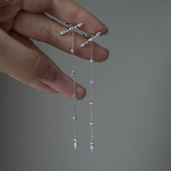 Design Sier Dreamy Light Luxury Unique Thin Glittering Atmosphere Earrings