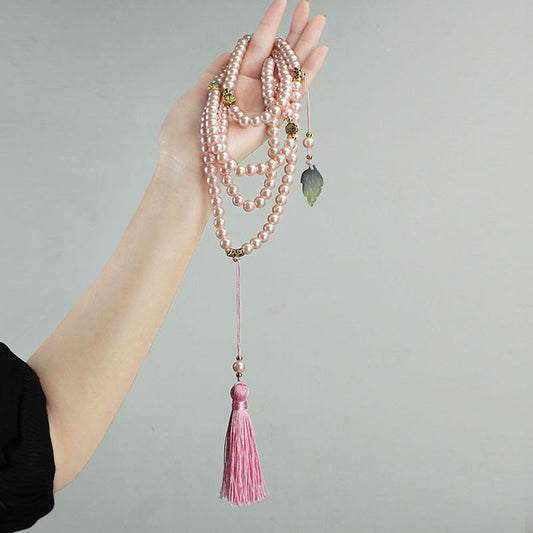 Beaded Tassel Long Chain Ancient Cheongsam Necklaces