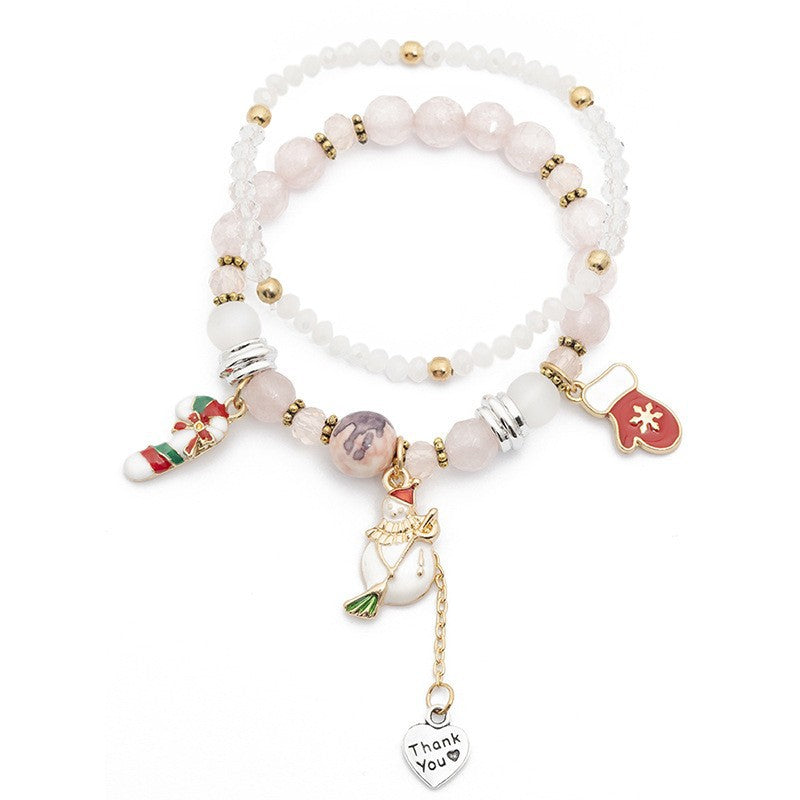 Tree Elderly Snowman Elk Snowflake Bell Bracelets