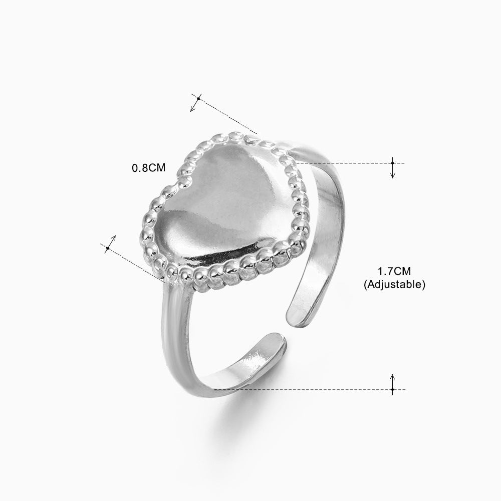 Women's Fashion Stainless Steel Love Heart-shaped Popular Rings