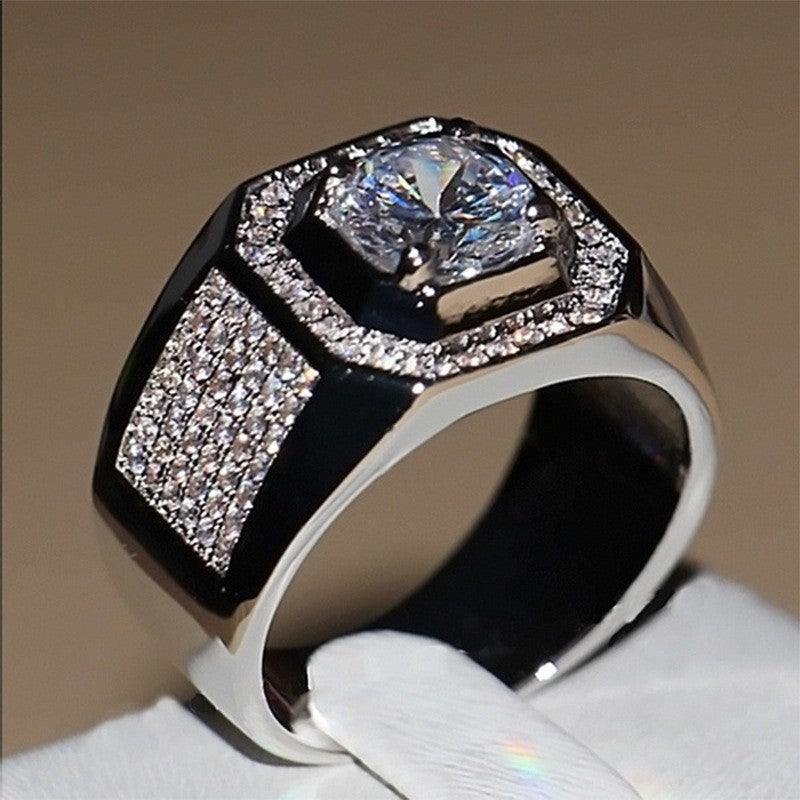 Women's & Men's Round Zircon Full Diamond Fashion Wedding Banquet Rings