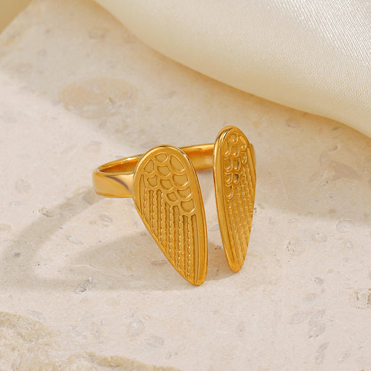 Fashion Gold-plated Stainless Steel Wings Vintage Rings