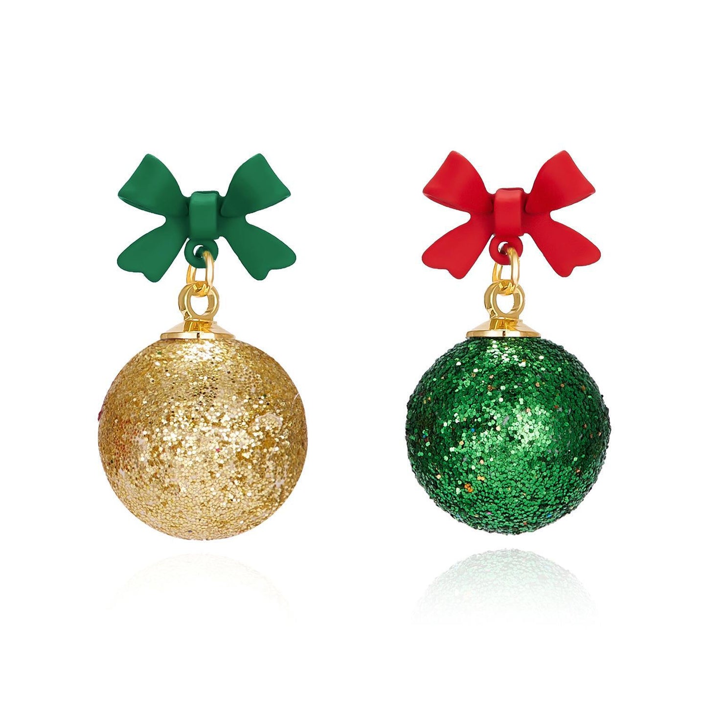 Christmas Creative Bowknot Ball Flash Powder Earrings