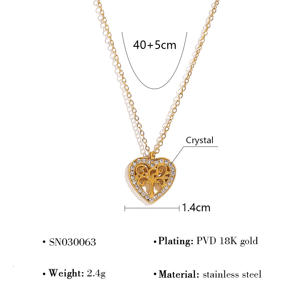 Hollow Heart Clavicle Chain Titanium High-grade Tree Necklaces