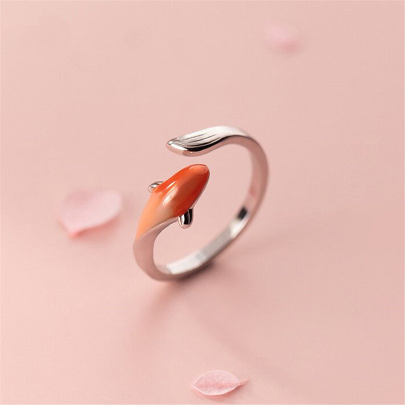Creative Koi Enamel Simple Temperament Gradient Lotus Ring