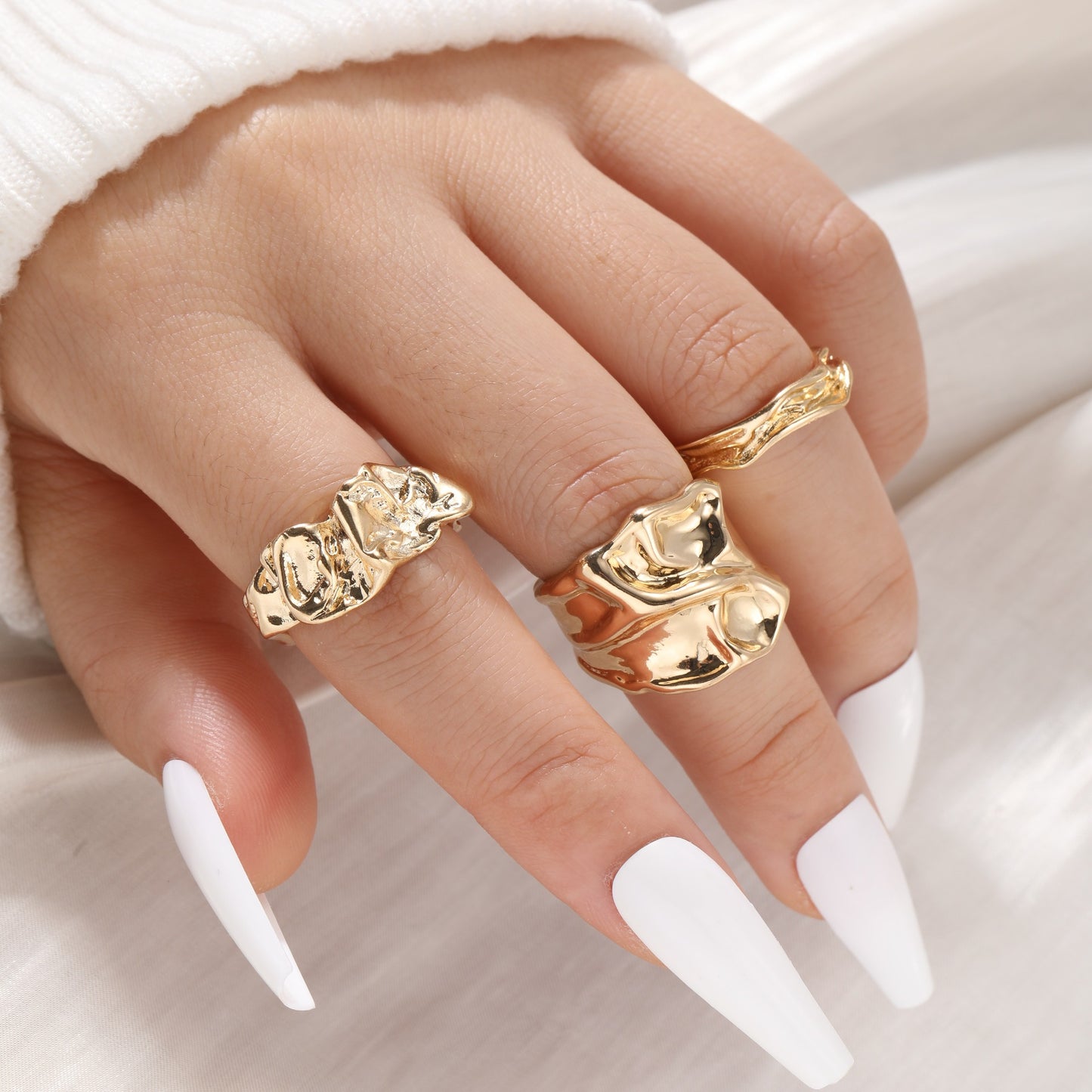 Cold Wind Irregular Texture Suit Set Rings
