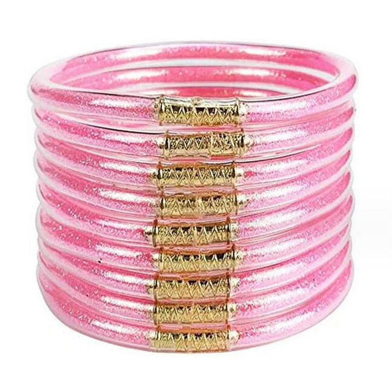 Women's Powder Combination Of Three Shiny Candy Color Bracelet
