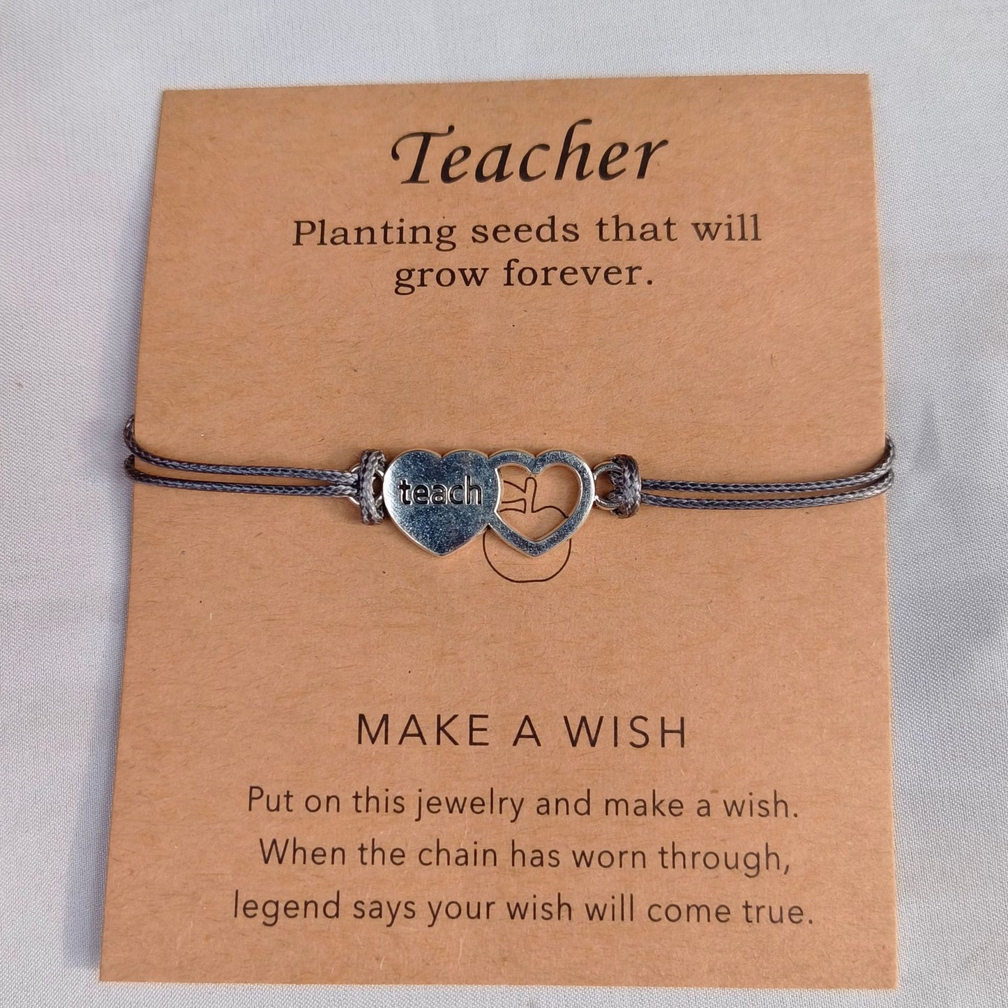 Card Vintage Alloy Teacher Blessing Wrist Bracelets