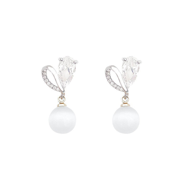 Women's Sier Needle Light Luxury Minority Pearl For Graceful Stud Earrings