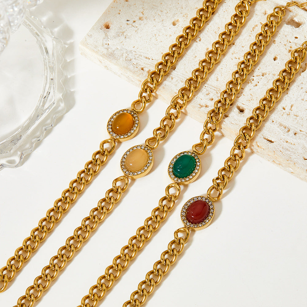 Shadow Full Diamond Geometric Ellipse Agate Bracelets