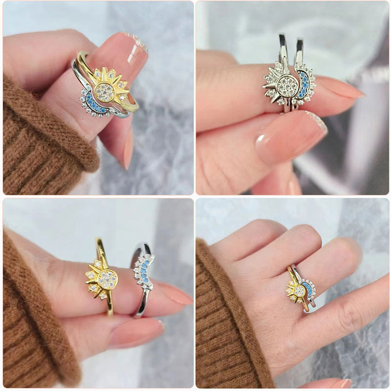 Sun Moon Stackable Celestial Couple Friendship Rings