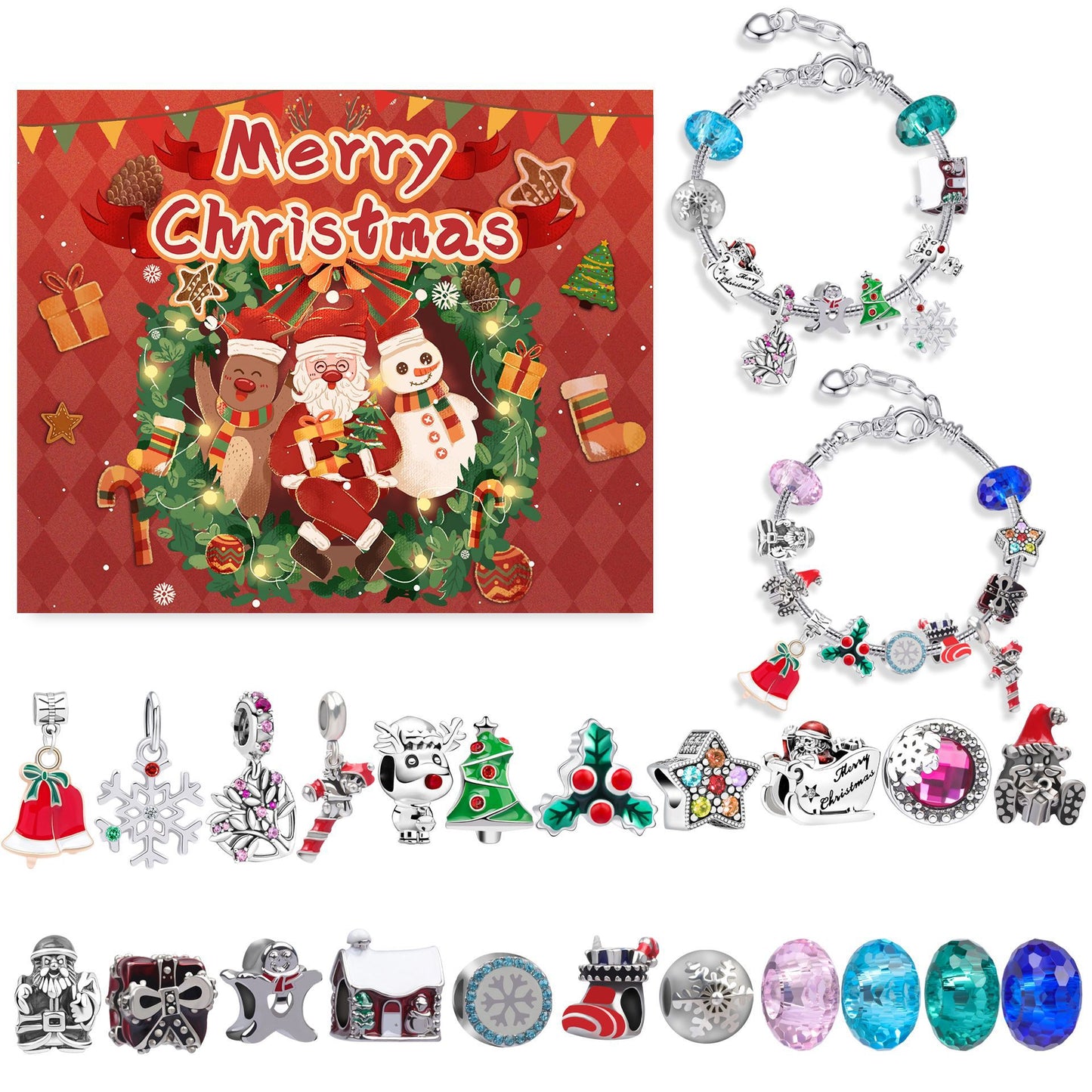 Children's Beads Blue Christmas Sled Blind Box Bracelets