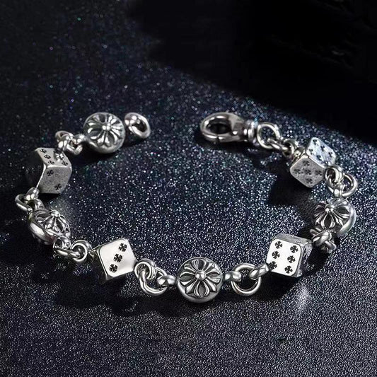 Women's & Men's Dice Cross Retro Personality Ruffle Handsome Punk Bracelet