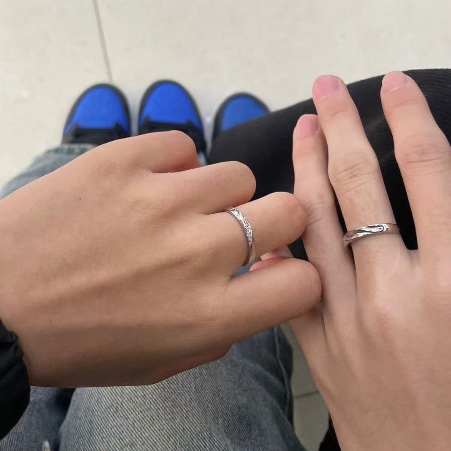 Mobius Strip Couple Minimalist Design Pair With Open Ring