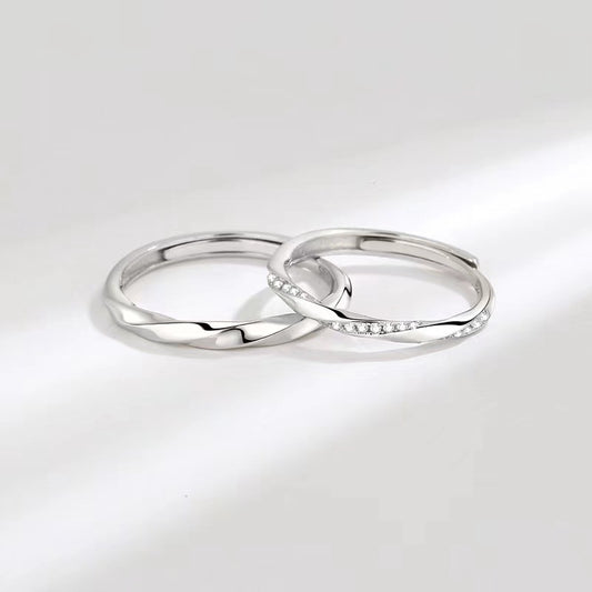 Women's & Men's Personality Mobius Curved Simple Open Valentine's Rings