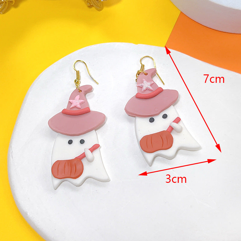 Clay Ear Hooks Female Funny Ghost Earrings