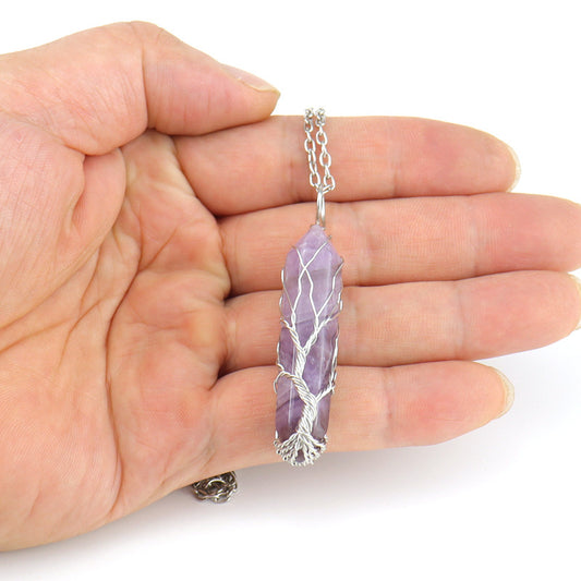 Lucky Tree Natural Raw Gemstone Crystal Necklaces
