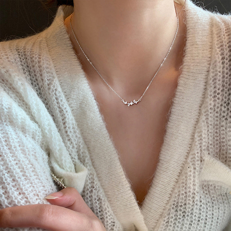Women's Sterling Sier Three-life Apricot Korean Fashionable Fresh Necklaces